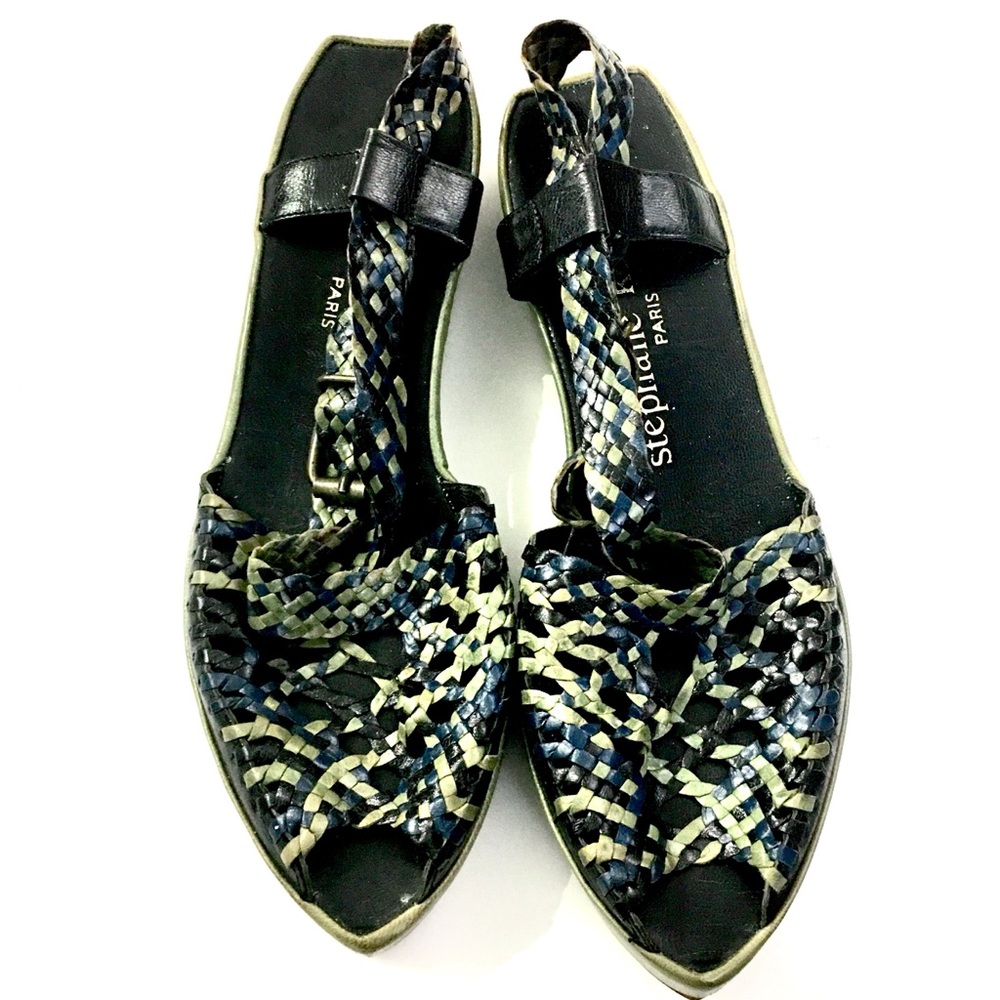 Stephane Kelian Woven Leather Sling Back Sandles